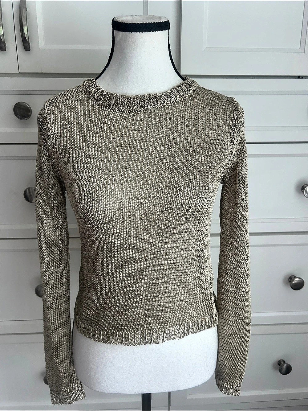 GUESS Metallic Crew Neck Sweater NWT